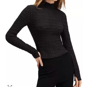 All Saints Connie Francesco Black Textured Top